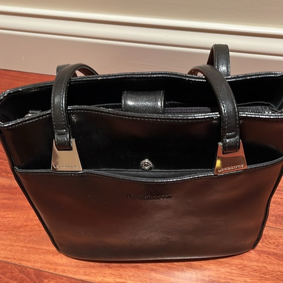 Liz Claiborne Vintage Faux Leather Handbag Black with Silver Accents, 10x9x2 - Picture 16 of 16